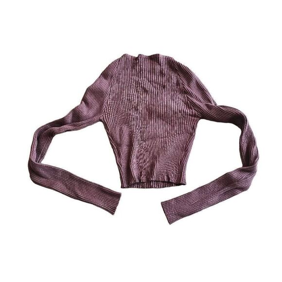 Hera collection womens juniors Sz S brown long sleeve crop top - Picture 2 of 7